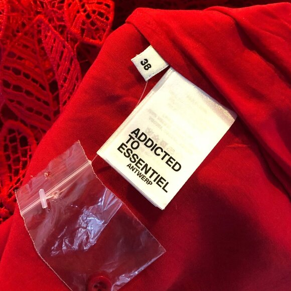 Essentiel Antwerp Vibrant Red Guipure Lace Dress - 3/4 Sleeves - Picture 5 of 5